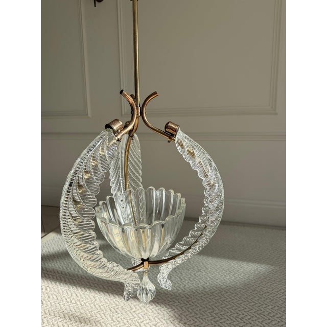 Mid-Century Murano Glass and Brass Pendant Light from Barovier & Toso, 1950s For Sale - Image 13 of 18