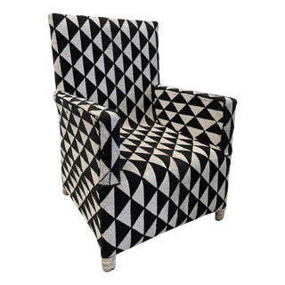 Early 20th Century Black & White Hand Beaded African Chair For Sale