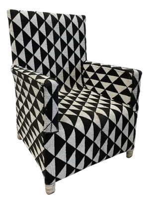 Early 20th Century Black & White Hand Beaded African Chair