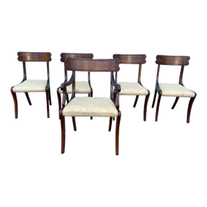 Antique Regency Style Mahogany Dining Chairs- Set of 5