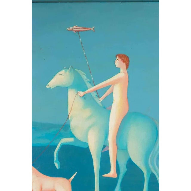 Oil on canvas realized in 1990s. Hand signed on rear, undearable. Titled on rear. with a painted wooden frame which is...