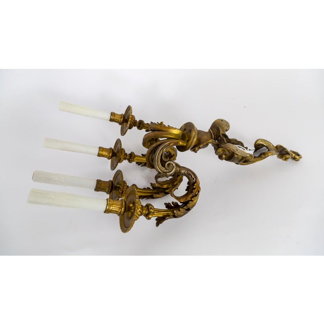 Large Early 19th Century Empire Bronze 4-Light Melusina Sconces -Pair For Sale - Image 12 of 12