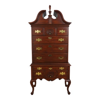 Henkel Harris 3 Piece Cherry Queen Anne Highboy For Sale