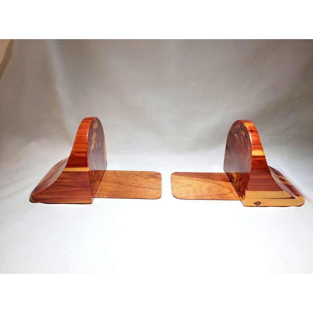 Mid-Century Modern Vintage 1950's Art Deco Natural Redwood Bookends Styled After Don Shoemaker - a Pair For Sale - Image 3 of 7