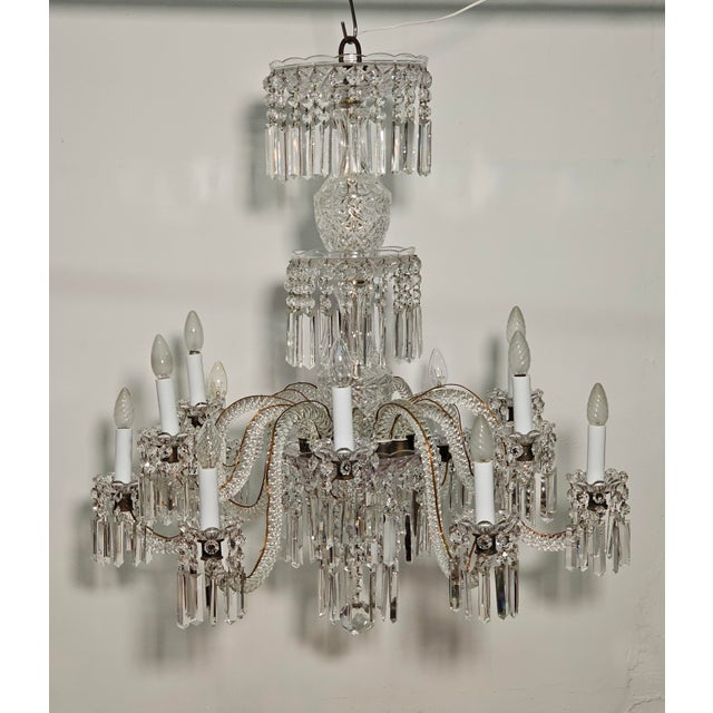 Bohemian Crystal 12-Light Chandelier, 1930s For Sale - Image 15 of 18