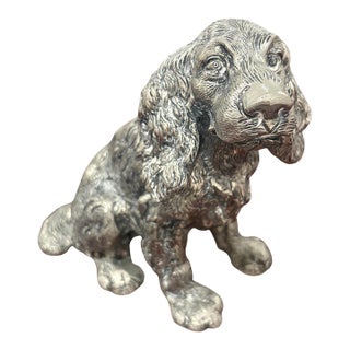 Vintage Gucci Made in Italy Silver-Tone Spaniel Dog Sculpture For Sale