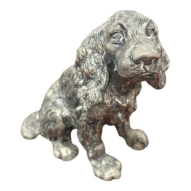 Vintage Gucci Made in Italy Silver-Tone Spaniel Dog Sculpture For Sale