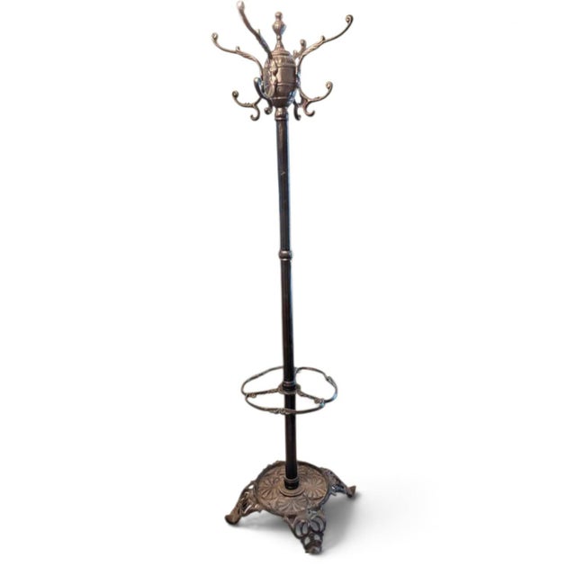 Black Make a Grand First Impression: Rare Antique Victorian Cast Iron Hall Tree For Sale - Image 8 of 8