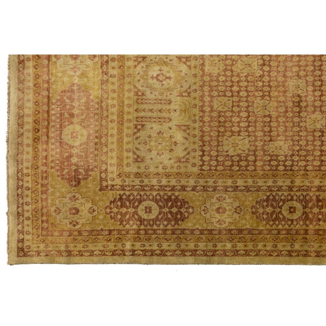 Transitional Oushak Style Wool Rug Handmade in Terracota With Medallion Design For Sale - Image 9 of 9