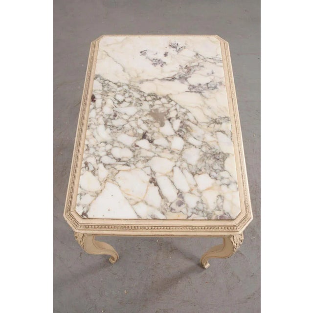 19th Century French Louis XV Style Painted Marble-Top Table For Sale In Baton Rouge - Image 6 of 9