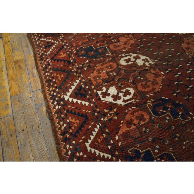 Mid 19th Century Central Asian Ersari - Beshir Main Carpet 6'6" x 8' - 198 x 244 Antique Allover Geometric Wool Hand...