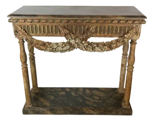 19th Century Painted "Marble" French Console W/Garland