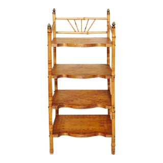 19thC Victorian Tortoise Shell / Scorched Bamboo Etagere Shelves For Sale