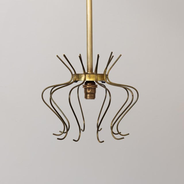 1950s Italian Brass and White Glass Pendant Light For Sale - Image 12 of 12