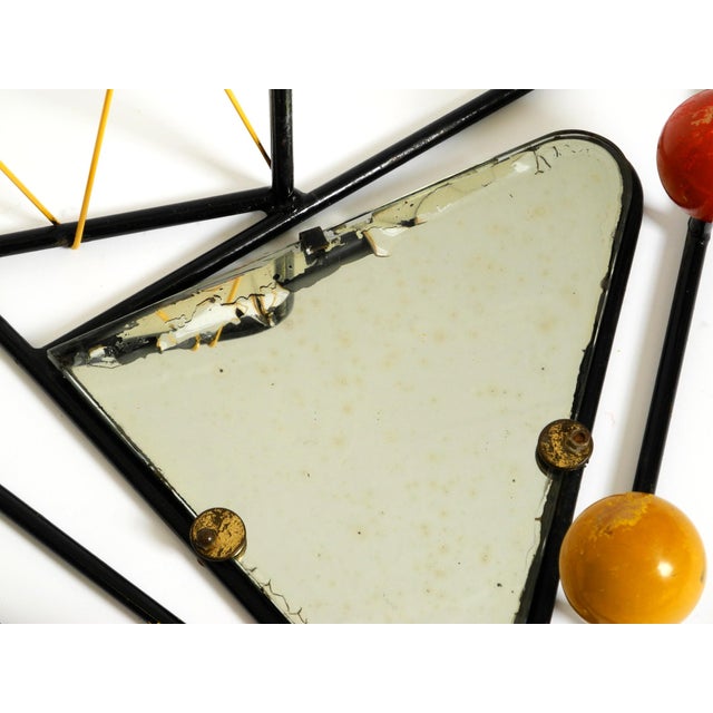 Mid-Century Modern French Metal Wall-Mounted Coat Rack with Shelf and Mirror, 1950s For Sale - Image 9 of 18