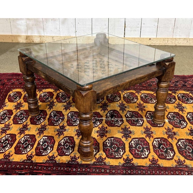 1970s Indian teak side table - L=54cm W=54cm H=36.5cm