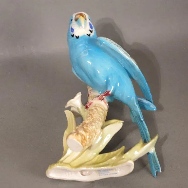 Porcelain Figure of Budgie by Göbel, 1970s, in Flawless conditions. Designed 1970 to 1979 This piece has an attribution...