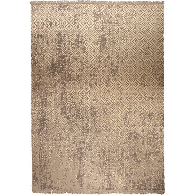 "Sienna Pixel" Modern Abstract Pixelated Mosaic Beige With Taupe Oversized Rug For Sale