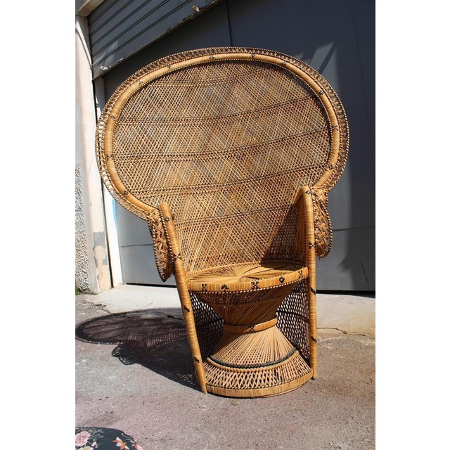 Large Italian Ornamental Peacock Chair, 1950 For Sale - Image 12 of 18