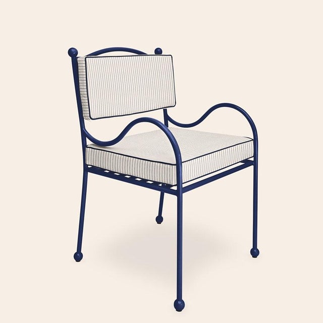 Metal Panarea Armchair in Blue & White Upholstery by Ceraudo For Sale - Image 7 of 7