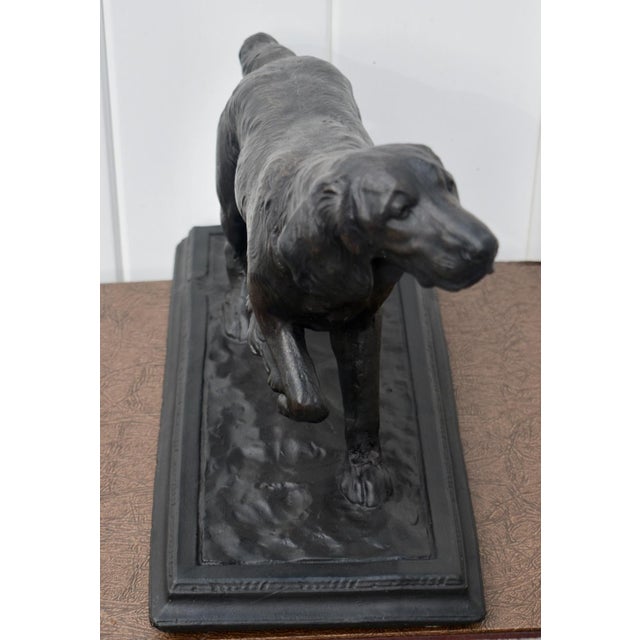 1910s Antique Large Size Spelter Pointer/Setter Dog Figure on Base in a Bronzed Finish For Sale - Image 5 of 12