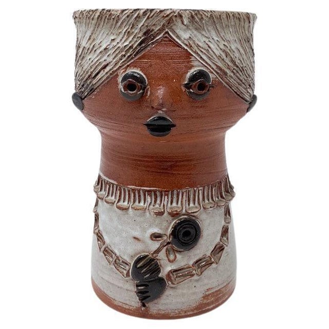 Brown Mid-Century Modern Vase attributed to Thérèse Bataille for Dour Belgium For Sale - Image 8 of 8