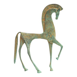 Bronze Patinated Etruscan Horse After Frederick Weinberg Mid Century For Sale