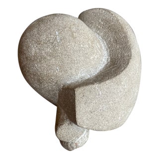 1950s Organic Form Stone Sculpture, Hand Carved Geometric For Sale