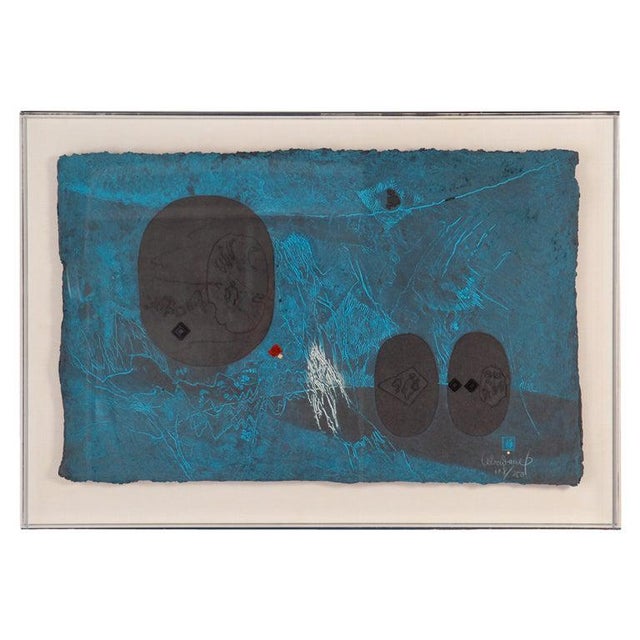 Metal Lebadang Abstract Work on Paper "Memoire D'Un Dieu Sacre" For Sale - Image 7 of 7