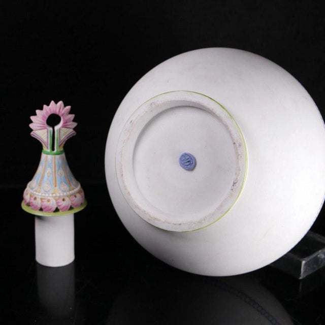 Biscuit Porcelain Covered Bottle Vase with Painted Decoration by Jean Gille For Sale - Image 13 of 17