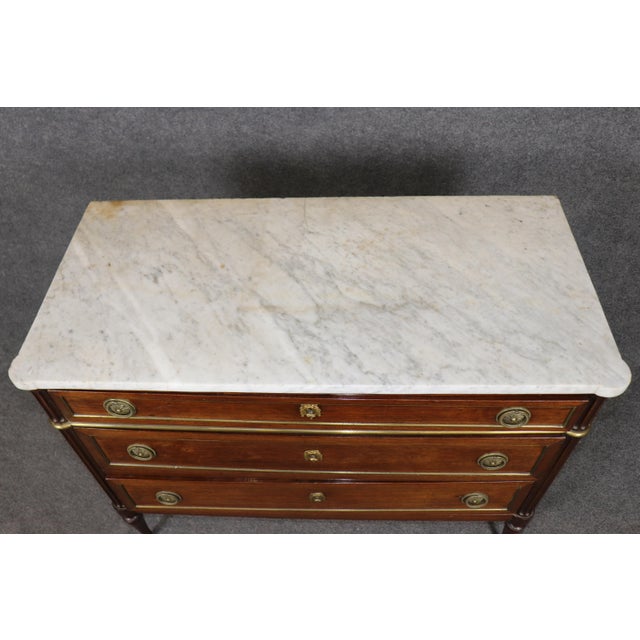 Antique 19th Century French Louis XVI Style Bronze Mounted Marble Top Commode For Sale - Image 9 of 16