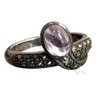 Sterling Silver / Purple Moonstone Snake Ring For Sale