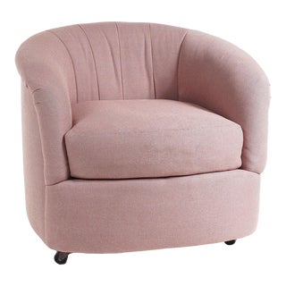 1980s Postmodern Pink Mauve Rolling Club Chair For Sale