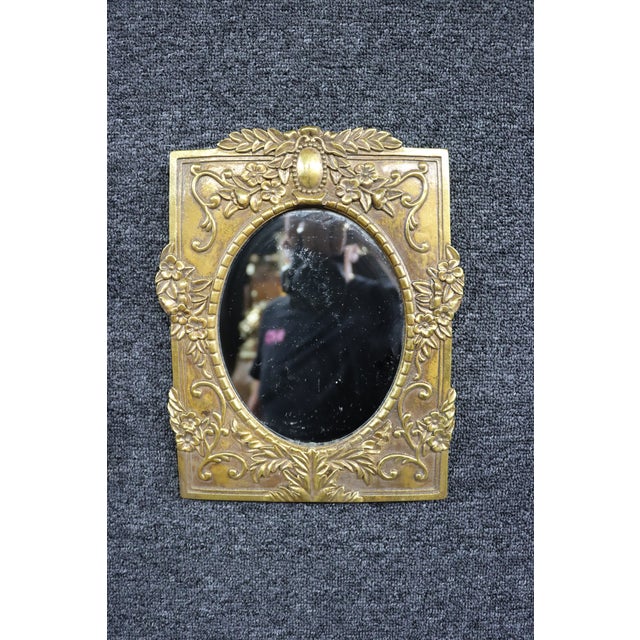 Pair of Italian Syroco Gold Wall Mirrors With Floral Relief For Sale In Philadelphia - Image 6 of 7