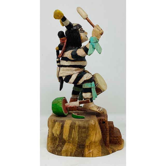 Native American Hopi Katsina "Koshari" (Clown Dancer) by Milton Howard (B. 1964) For Sale - Image 4 of 5