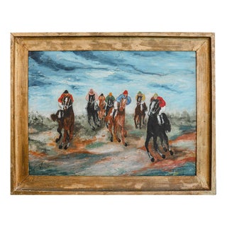 Giacomo Varese, Jockeys in Action, 1800s, Oil on Canvas For Sale