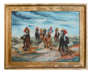 Giacomo Varese, Jockeys in Action, 1800s, Oil on Canvas