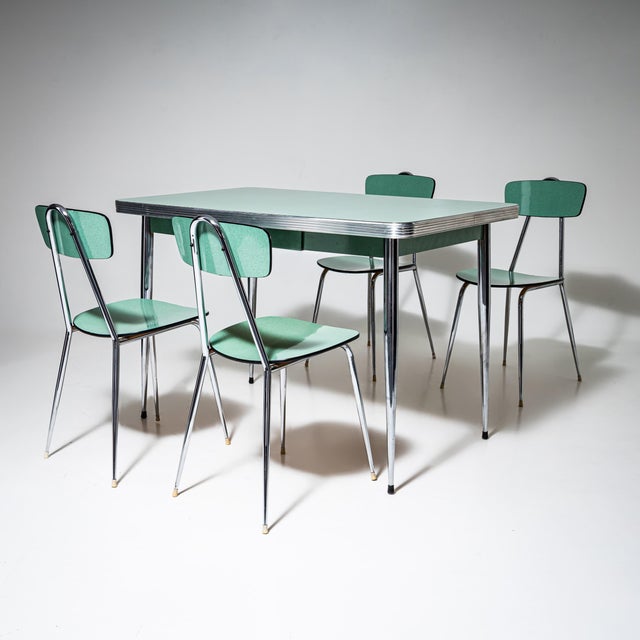 Turquoise Formica Dining Table with Chairs, Italy, 1960s, Set of 5 For Sale - Image 9 of 9