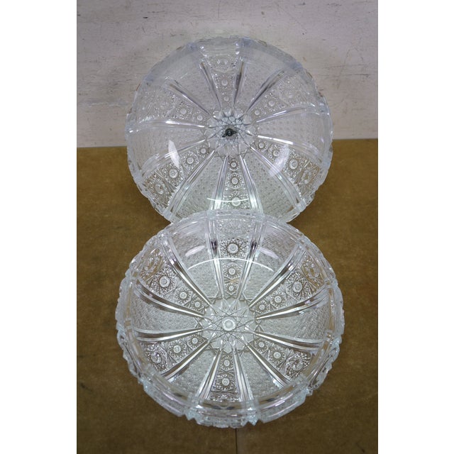 Antique Czech Bohemian Cut Crystal Lidded Box Bowl Compote Candy Dish 8" For Sale - Image 6 of 16