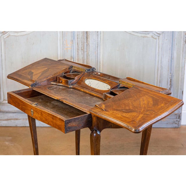 Early 19th Century Petite French Louis XV Style Walnut Slant-Front Desk, Stamped, circa 1810 For Sale - Image 5 of 10