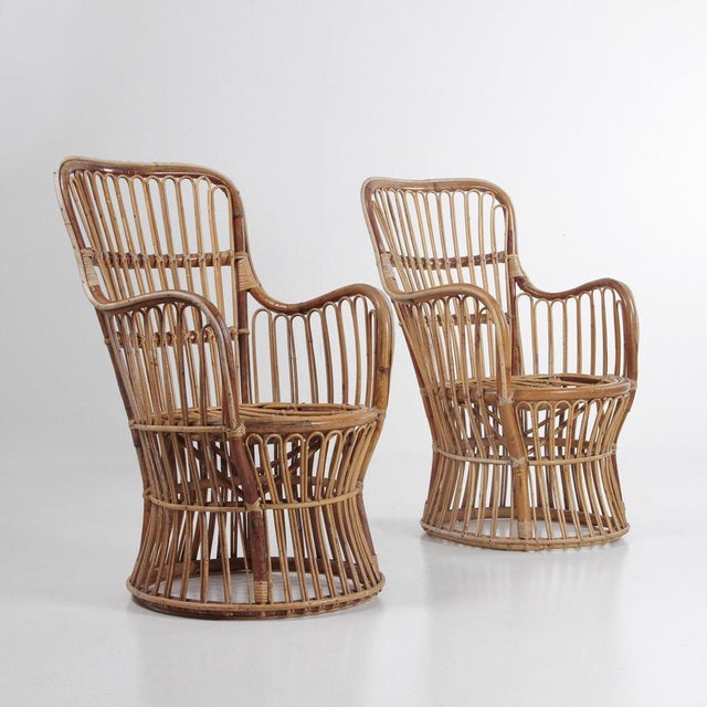 Vintage Rattan Armchairs, 1960s, Set of 2 For Sale - Image 3 of 14