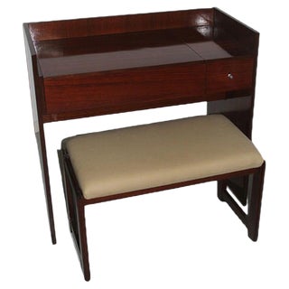 Rosewood Vanity Desk & Stool from MIM, 1960s, Set of 2 For Sale