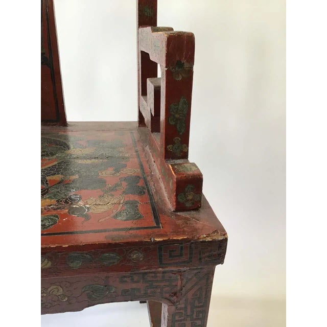 1920s Chinese scarlet painted lacquered armchair.