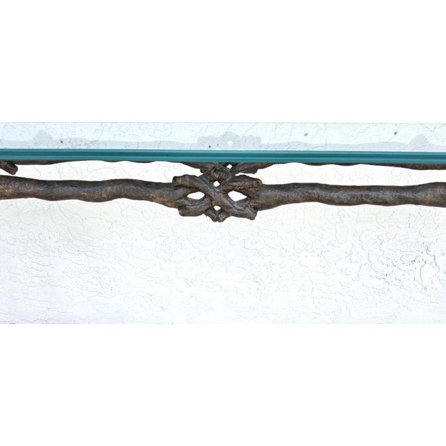 Patinated Bronze Faux Bois Branch Console Table Attributed to Carl Gillberg For Sale In Miami - Image 6 of 12
