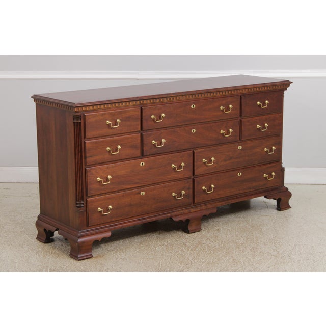 Chippendale Statton New Market Cherry 10 Drawer Dresser W. Mirror For Sale - Image 3 of 18