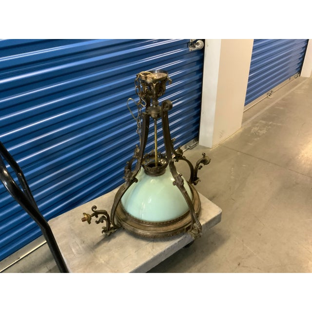 Bronze Antique Mid 19th Century Chandelier Made of Bronze and Glass For Sale - Image 8 of 9