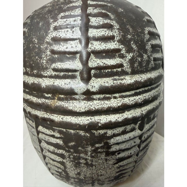 Antique Handmade Brutalist Black Gray Terracotta Pottery Electric Table Lamp For Sale - Image 11 of 12