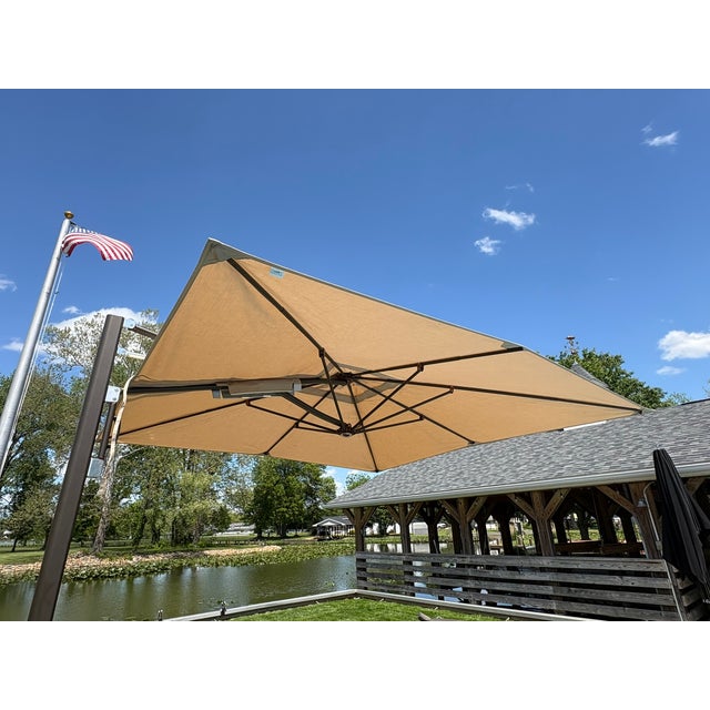 Tuuci® Ocean Master Cantilever Umbrella – 10' Square Bronze | Marine-Grade Canvas | 600 Lb Freestanding Base For Sale - Image 14 of 18