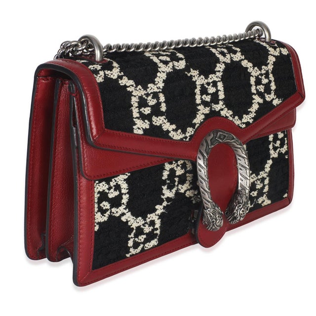 Contemporary Black White Red Tweed GG Monogram Medium Dionysus Shoulder Bag For Sale - Image 3 of 9