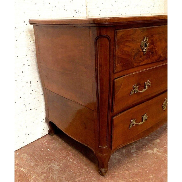 Louis xv style bombé commode in solid walnut commode with bombé front and sides five drawers on a stretcher provincial...